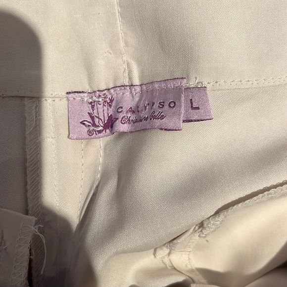 Calypso Woman’s Cream Silk Pants Size L - Picture 6 of 7